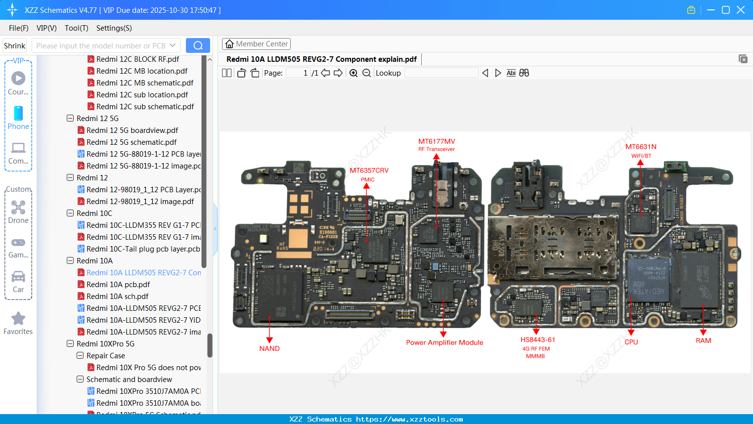 Xiaomi Redmi 10A LLDM505 REVG2-7 Component Explain